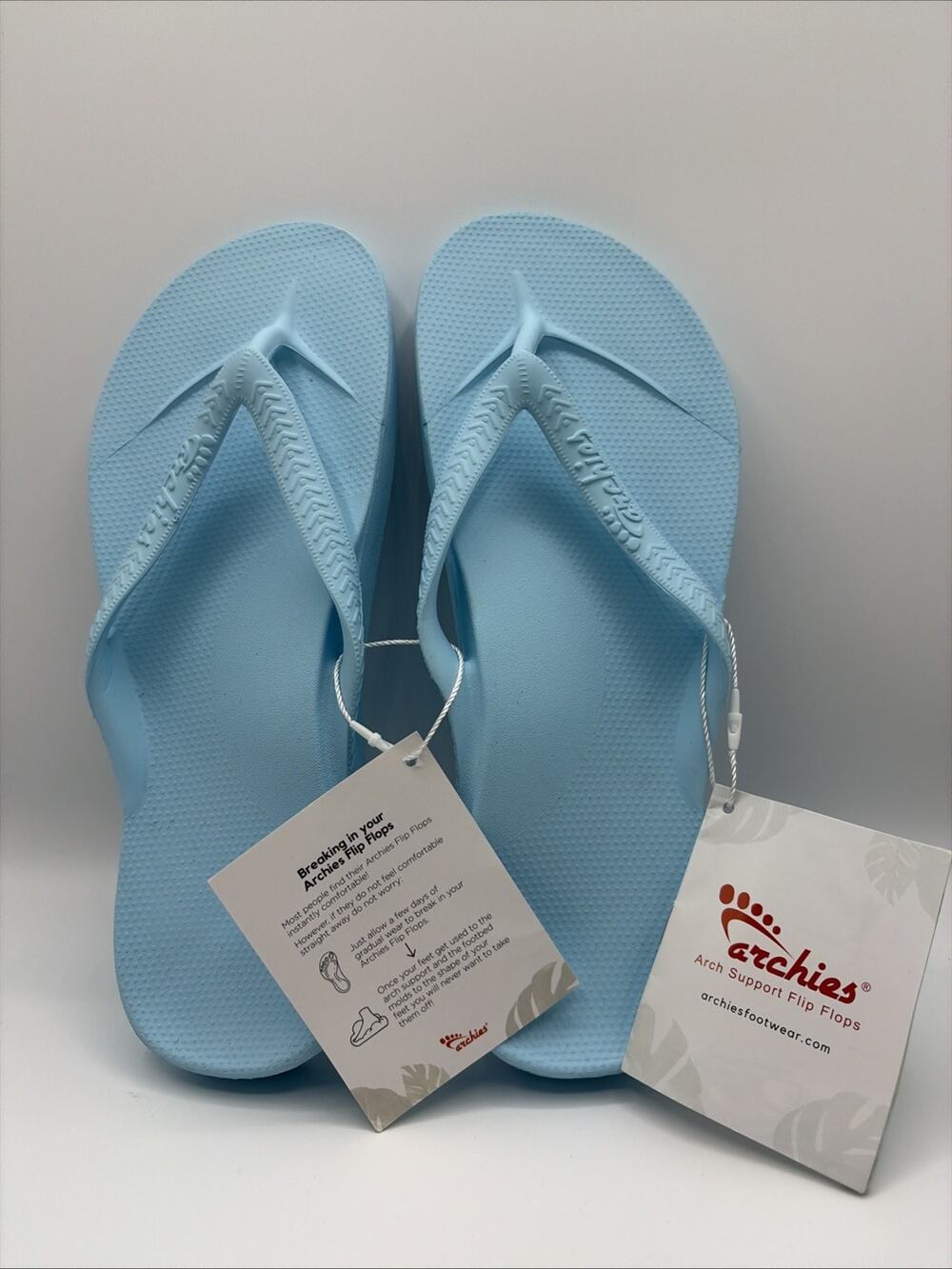 Archies Flip Flops Sandals Unisex Sky Blue M 7 W 8 Arch Support NWT